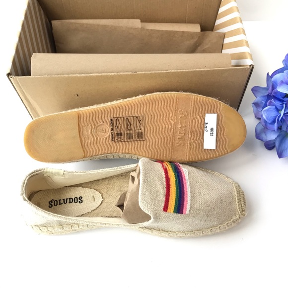 NWT SOLUDOS Rainbow Pride Espadrille Smoking Flats - Picture 11 of 13